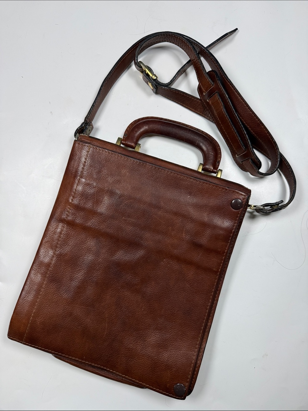 Guidi Vintage Brown Leather Crossbody Messenger Unisex Folio Work Bag - Picture 5 of 10